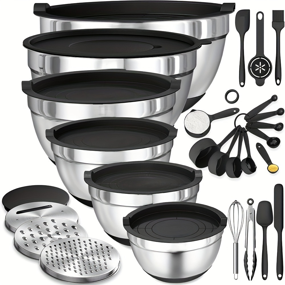 Kitchen Gadgets Design - 17pcs, Stainless Steel Mixing Bowl Set
